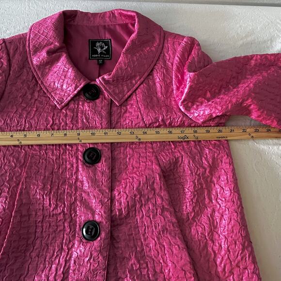 Y2k Abbie Mags Retro Swing Pea Coat Crinkle Big Button Coquette Barbie MED - Picture 6 of 9